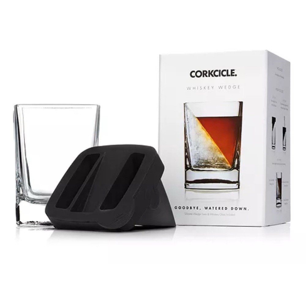 Corkcicle Whiskey Wedge Glass with Black Silicone Mold